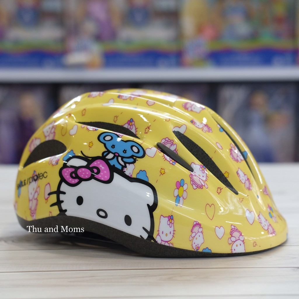Mũ bảo hiểm Xe đạp Protec siêu nhẹ hình Kitty vàng dành cho trẻ em - mũ bảo hiểm cho bé