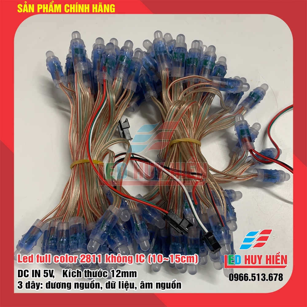 Led Full IC 1903, 2811, 1916, 8206 ngoài trời, led đúc F8 full color (Dây 50 LED)