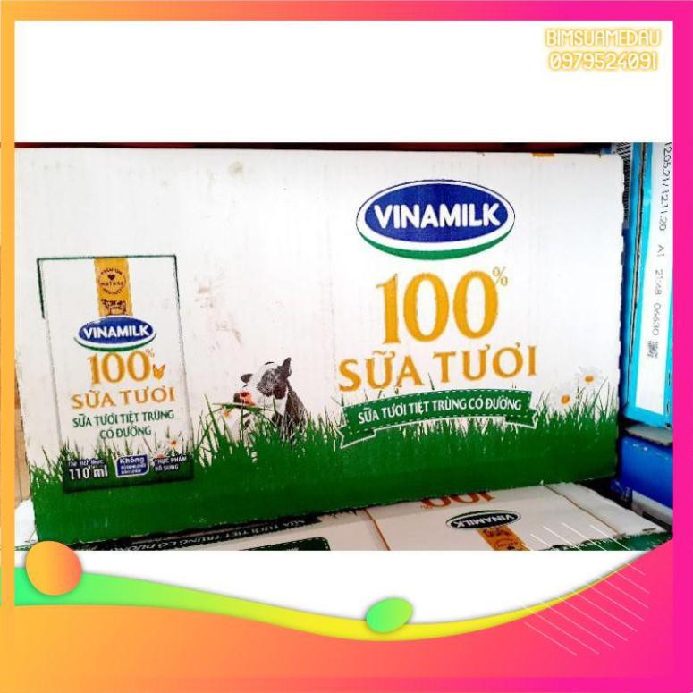[Bimsuamedau]-Thùng sữa tươi 100% Vinamilk 110ml các vị