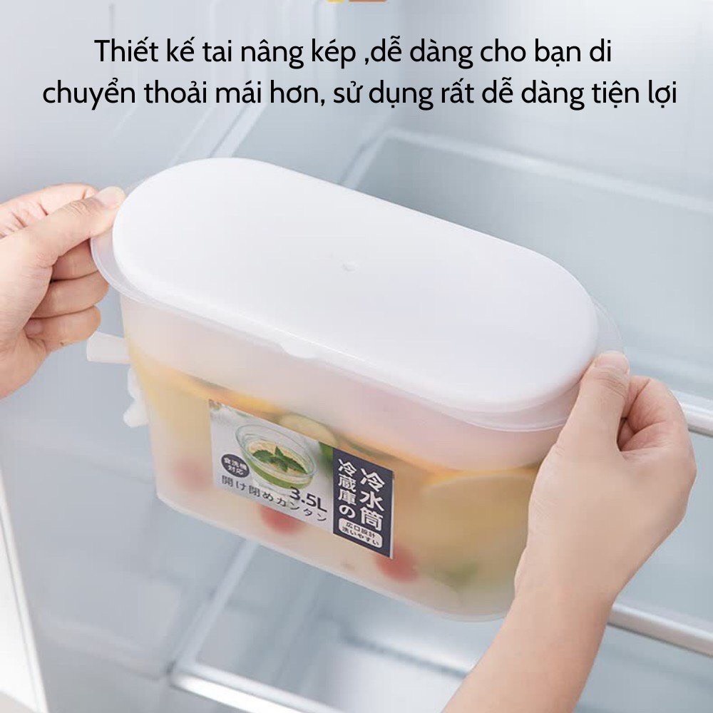 Bình Nước 3.5L Có Vòi Để Tủ Lạnh Cao Cấp, Đựng Nước Trà, Nước Trái Cây Tiện Lợi Đa Năng Ngăn Nắp