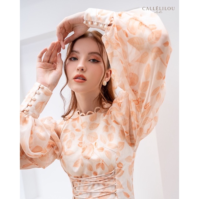 Caleelilou - Đầm tơ hoa mini Phoebee kèm dây buộc tóc