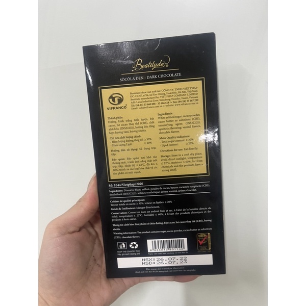 Socola Đen nguyên chất 70% cocoa 100g