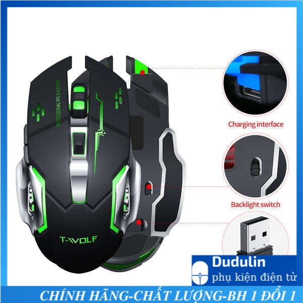 Chuột không dây chuyên game pin sạc Led 7 màu