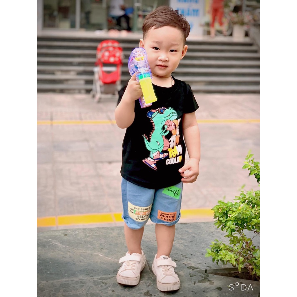 Quần áo bé trai phong cách Hàn Quốc, áo khủng long cho bé, chất cotton, quần jean mềm. BAOQUANFASHION Có ảnh thật [Y100]