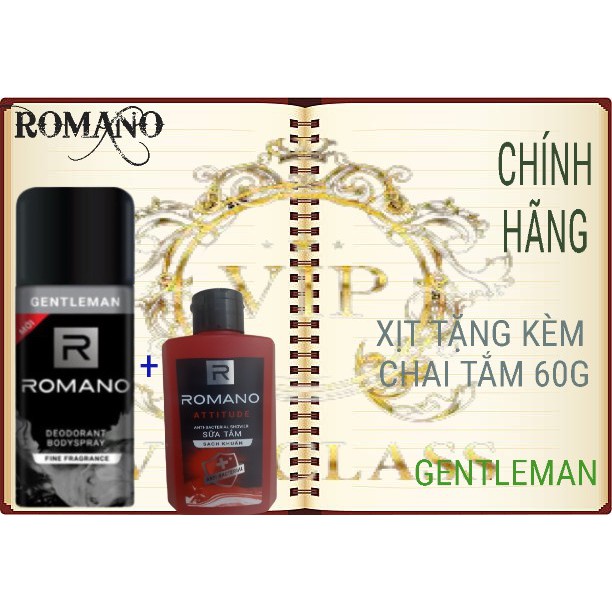 ROMANO_ XỊT KHỬ MÙI GENTLEMAN 150ML KÈM CHAI TẮM 60G (TÙY Ý) GIÁ KHÔNG ĐỔI.