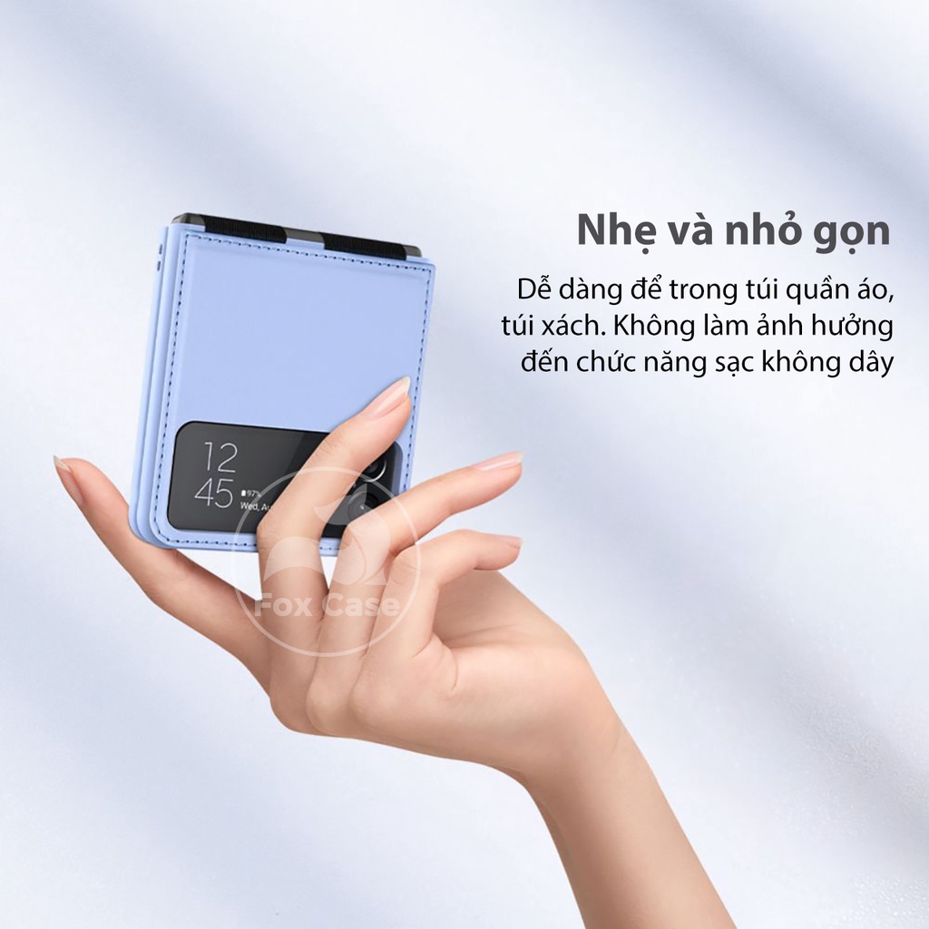 Ốp Z Flip 4, Z Flip 4 có giá đỡ, bảo vệ bản lề Nillkin QIN Leather Case chính hãng - Fox Case