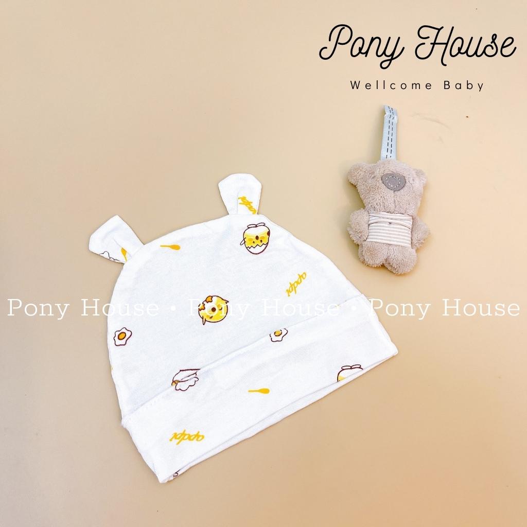 Mũ Sơ Sinh Có Tai Gấu Chất Cotton Thun Lạnh Mềm Mịn Cho Bé Trai, Bé Gái Sơ Sinh Từ 0-3 Tháng