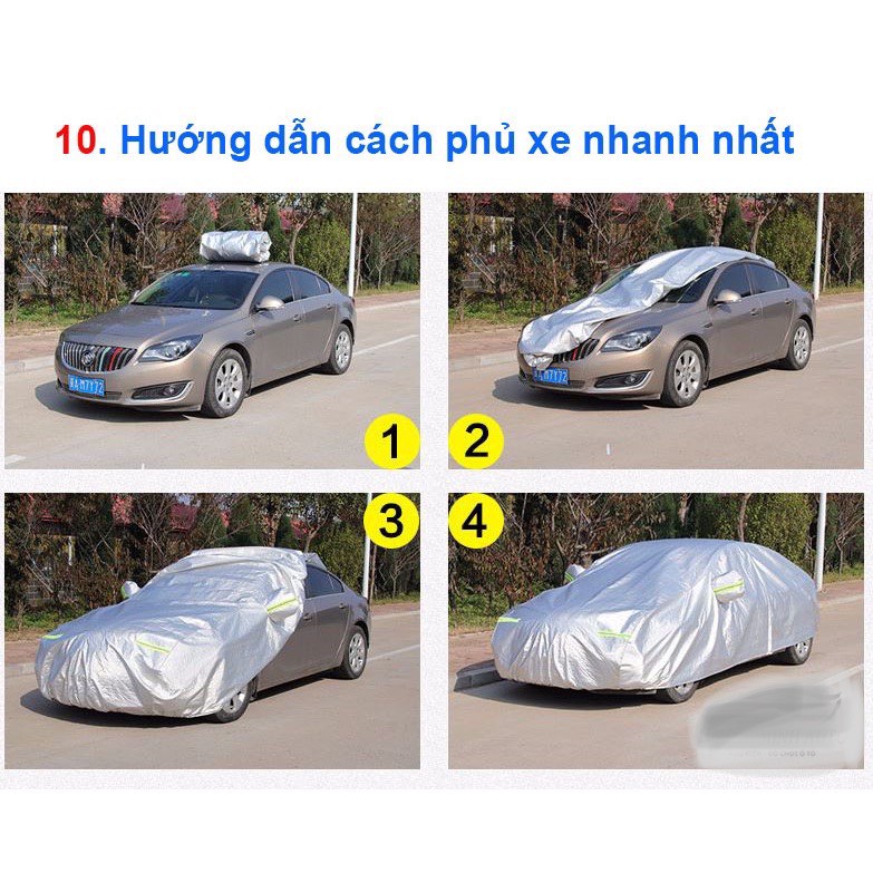 Bạt trùm phủ che ô tô xe hơi Sedan đủ Size - Bạt caro tráng nhôm, bạt dù oxford cao cấp chống nắng mưa, chống bụi bẩn.