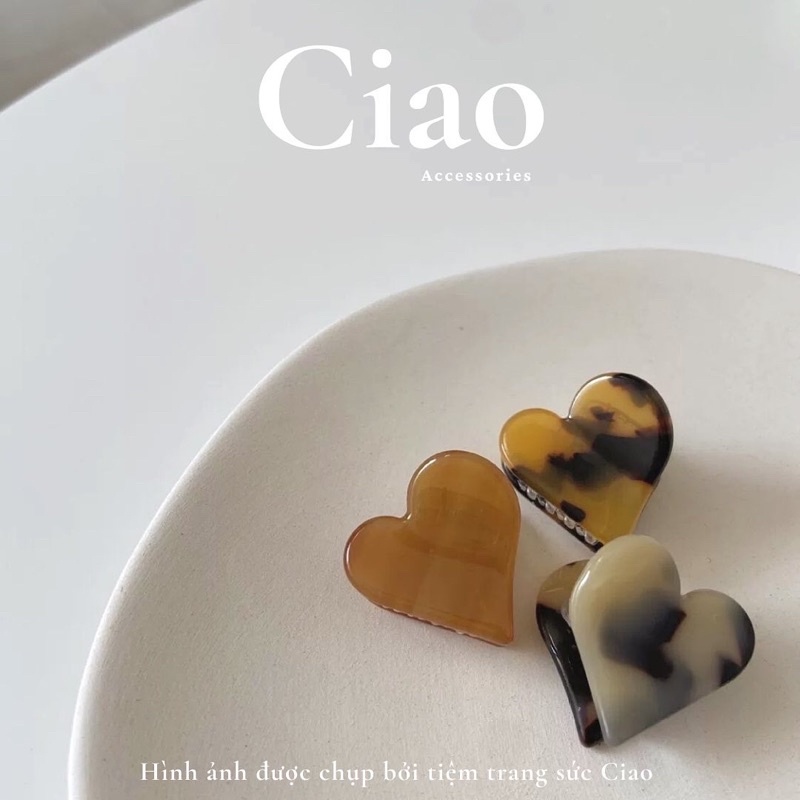 [NEW ITEMS] Kẹp tóc càng cua hình tim mini xà cừ xinh xắn nữ tính mới lạ Ciao accessories