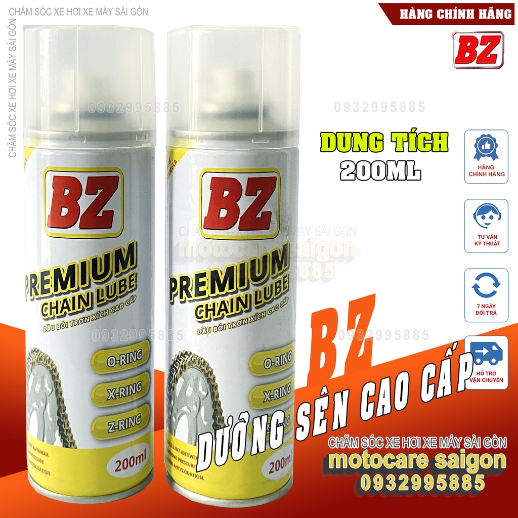 Dưỡng sên Cao Cấp BZ PREMIUM MINI SIZE 200ml không văng cho mọi loại xe