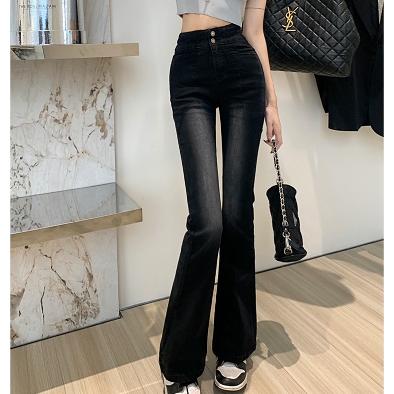 Quần Jeans Nữ Lưng Cao Ống Loe Thời Trang