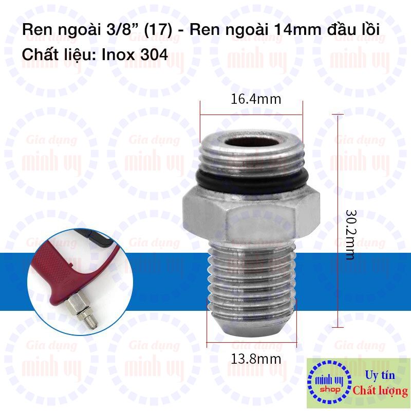 Chuôi sung xịt cao áp đủ loại thay thế cho loại sung có chuôi ren trong 3/8&quot;(17)