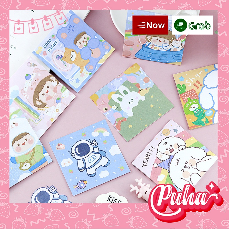 Giấy note Puha , giấy ghi chú tệp nền hình cute dễ thương, GN03 - mẫu ngẫu nhiên