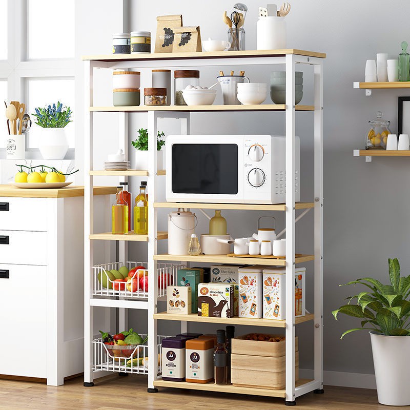 Đồ dùng nhà bếp & Phòng ăn▲▨Kệ nhà bếp nhiều tầng có ngăn để lò vi sóng bát đĩa Tủ đựng đồ trong <