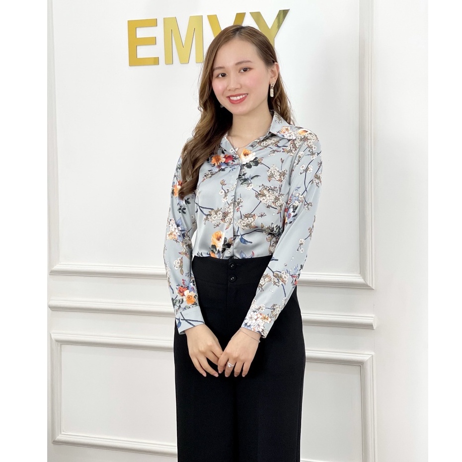 Áo sơ mi nữ thu đông , Sơ mi lụa thu đông cao cấp Phù hợp sơ vin Emvy Fashion E10