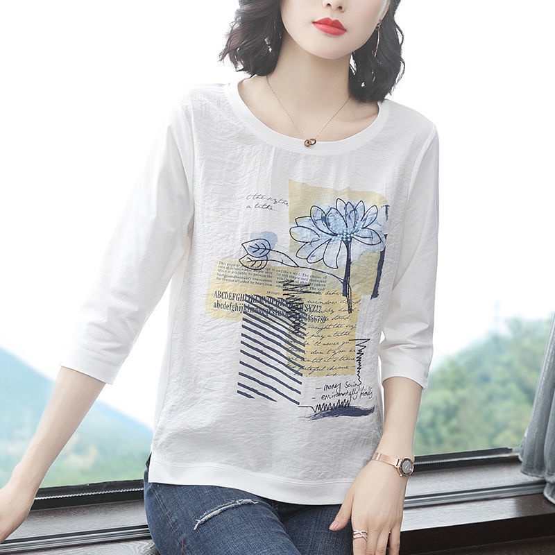 Áo Thun Tay Ngắn Thời Trang Cho Phụ Nữ Trung Niên