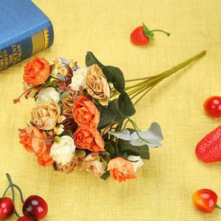 Flower 21 Heads/Bouquet Silk Rose Artificial Flower Bouquet Fake Dried Flowers