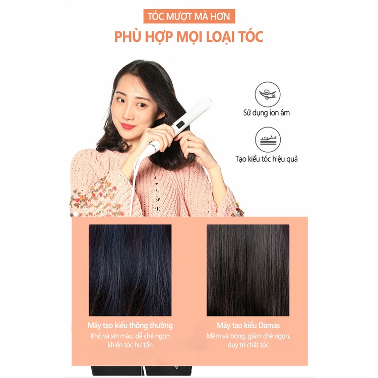 Máy Uốn Tóc, Máy Ép Và Duỗi Tóc Đa Năng Damas DH6120 - Thanh gốm là tóc nhanh, giúp kẹp thẳng tóc tránh hư tổn