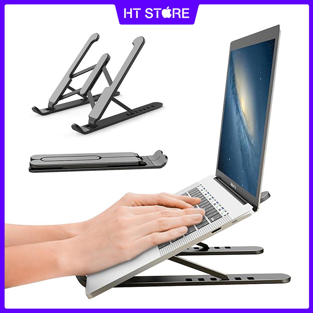 Giá đỡ tản nhiệt Laptop, Macbook, Ipad nhựa ABS chắc chắn, có thể gấp gọn điều chỉnh độ cao, đế tản nhiệt kê Laptop