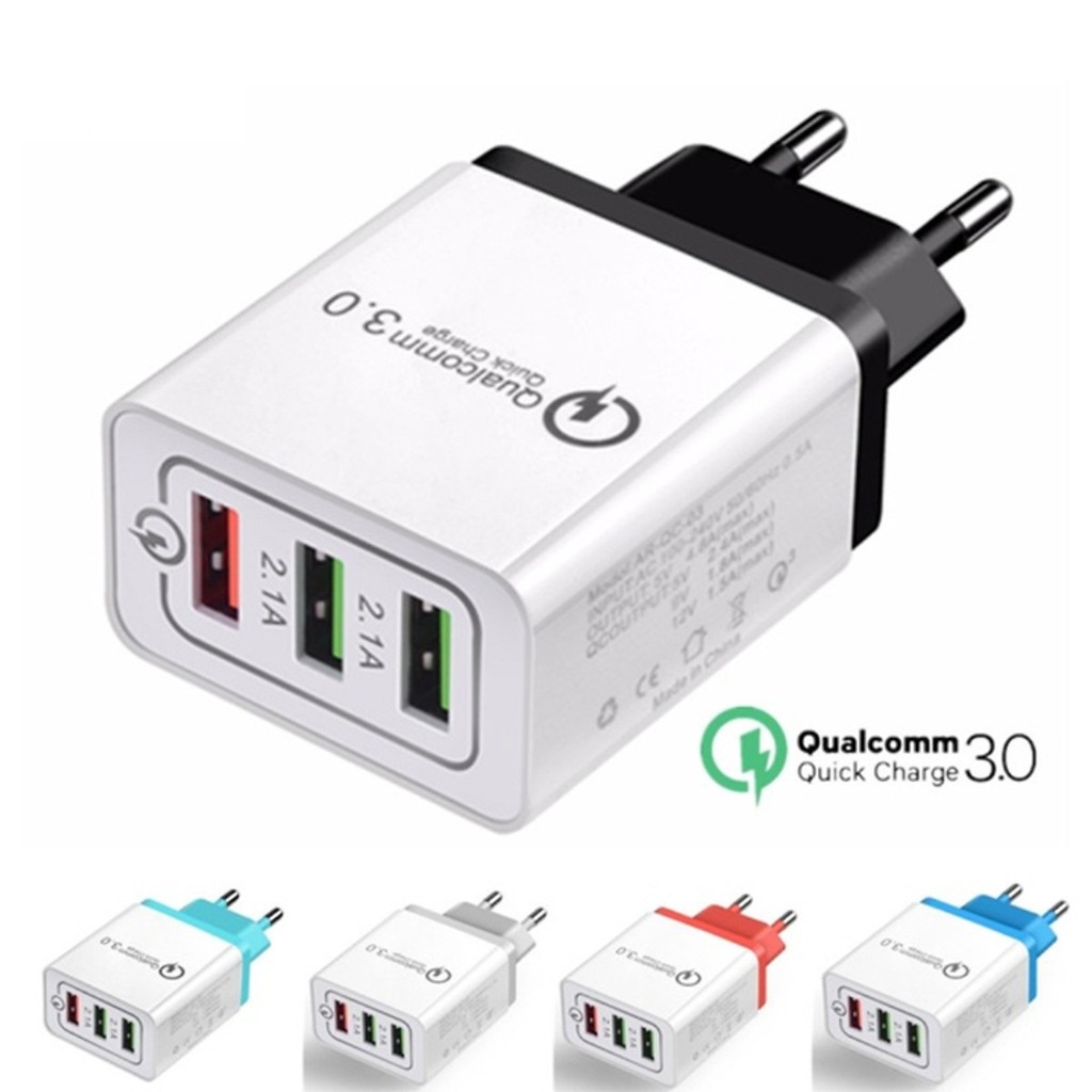 Củ Sạc Nhanh Quick Charge 3.0 Với 3 Cổng USB
