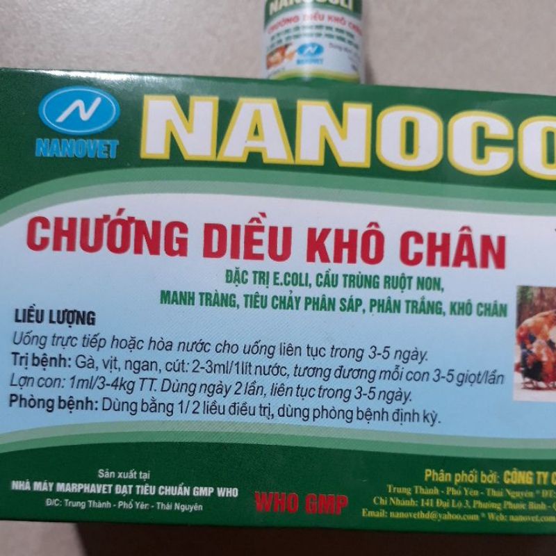 nanocoli chướng diều khô chân thú y gà chọi gà đá vịt ngan chó mèo đi ỉa, cầu trùng phân sáp, máu tươi ecoli, thương hàn