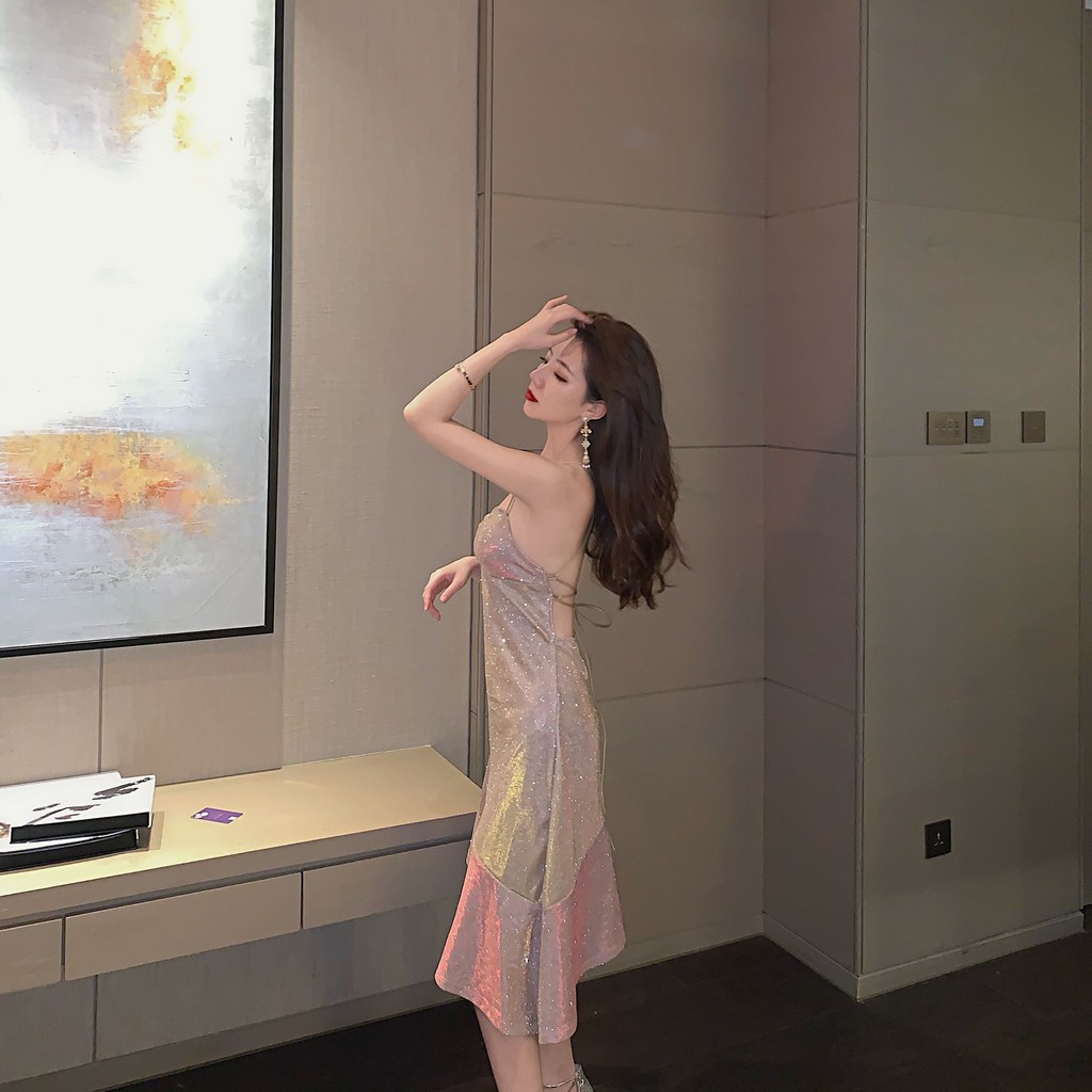 🌸Hàng Order🌸Váy Body 2 Dây Vắt Eo Đuôi Cá Sexy Lấp Lánh 🌸Hàng Quảng Châu