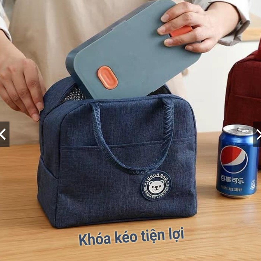 Túi đựng hộp cơm văn phòng giữ nhiệt đựng thực phẩm đồ ăn có khóa kéo,giữ nhiệt tốt chống thấm nước