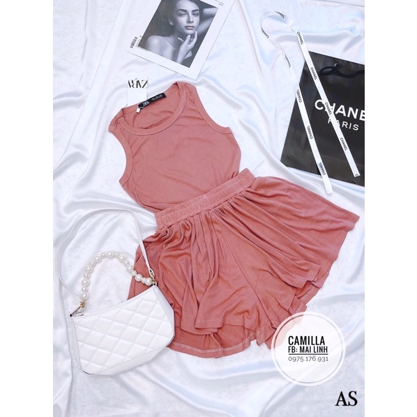 ⚡️BÁN SỈ⚡️Set áo thun tăm sát nách phối quần short rộng