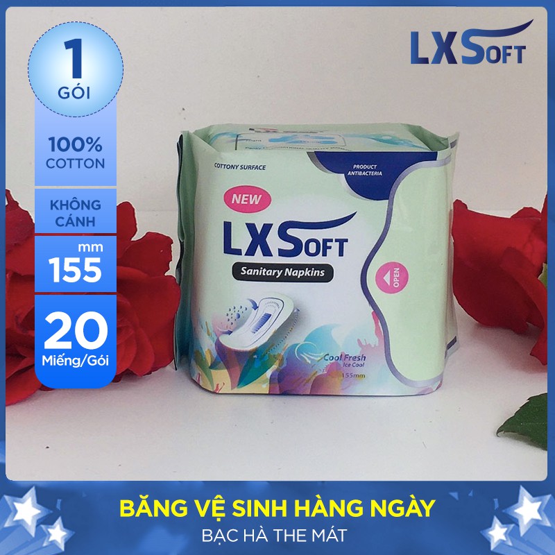 [ SIÊU THẤM ] Băng Vệ Sinh LXSoft hàng ngày 155mm👸BẠC HÀ THE MÁT👸Khử mùi tuyệt đối