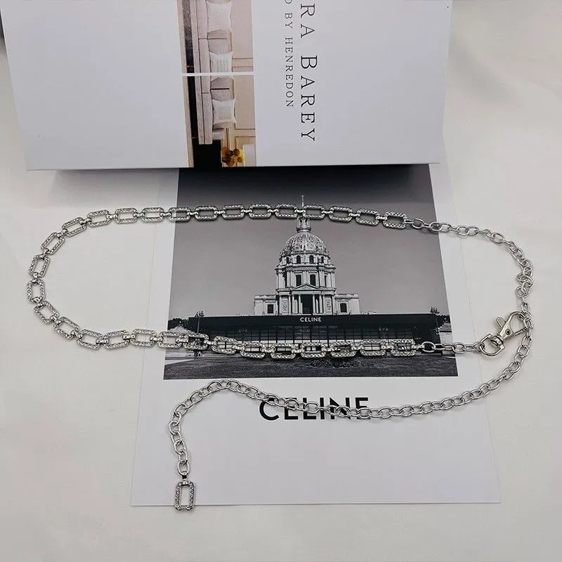 2022221     Chuỗi Dây Xích Bằng Hợp Kim Nhôm Đính Đá Trang Trí