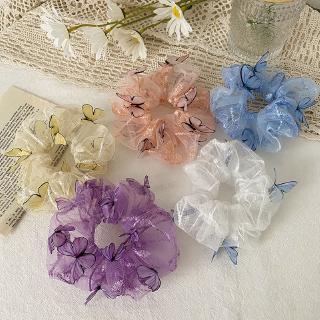 Dây buộc tóc cao su đính bướm phong cách Hàn Quốc đơn giản