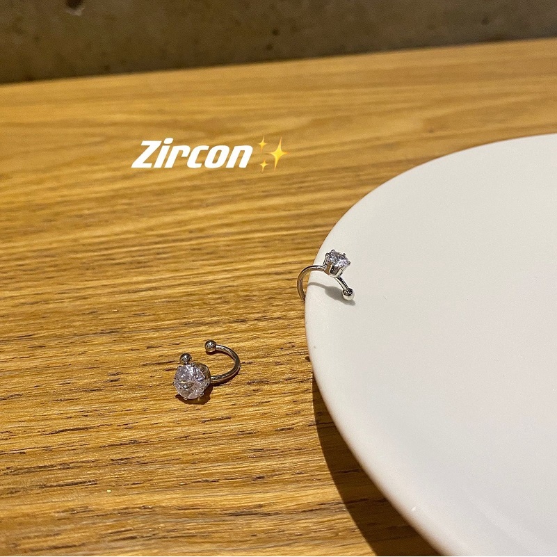 Khuyên Tai Dạng Kẹp Đính Đá zircon Siêu Lấp Lánh Đơn Giản Dễ Phối Đồ Không Cần Xỏ Lỗ Cho Nữ