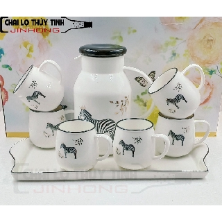 BỘ ẤM CHÉN KHAY GỐM SỨ CAO CẤP (282) L8-55 MS012