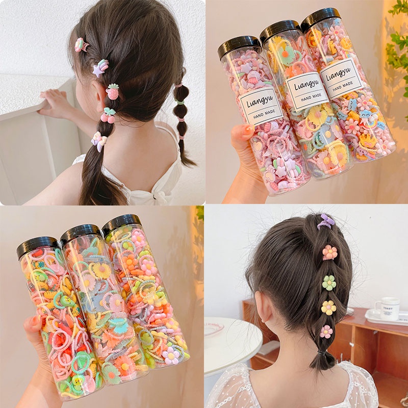 Bộ Dây Buộc Tóc Cao Su Phong Cách Hàn Quốc Dễ Thương Cho Bé Gái