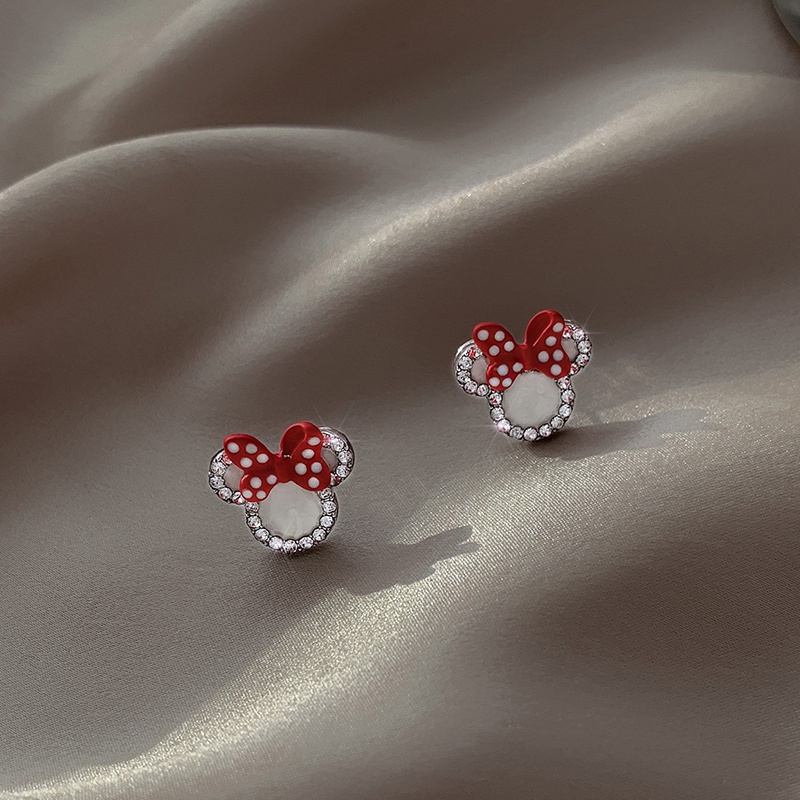 Bông Tai Hình Gấu Đính Đá Lấp Lánh Dễ Thương Phong Cách Hàn Quốc Cho Nữ