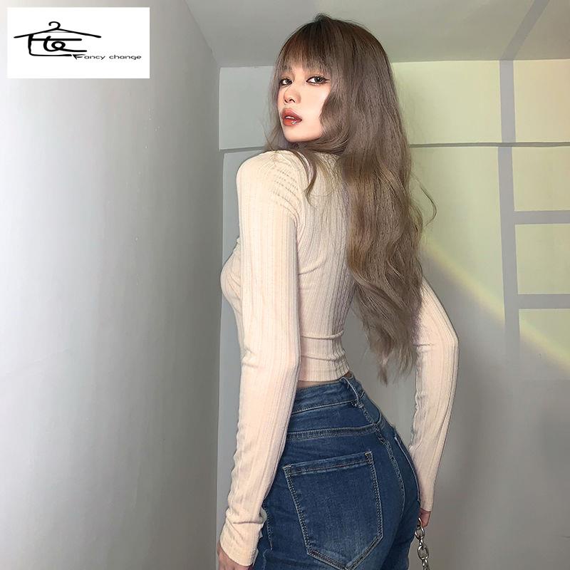 Áo Thun Tay Dài Giả Hai Lớp Màu Sắc Ngọt Ngào Thời Trang Xuân Hè Cho Nữ