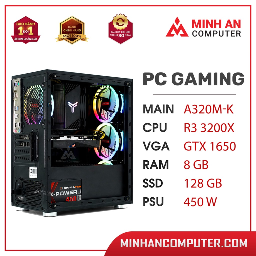 PC Gaming Ryzen 3 2300X | GTX 1650 | RAM 8GB | SSD 128GB | WebRaoVat - webraovat.net.vn