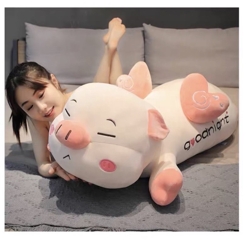 Lợn hồng khổng lồ ⚡RẺ VÔ ĐỊCH⚡ Lợn bông ôm ngủ 130cm bông gòn siêu mềm mịn