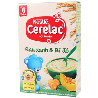 Bột ăn dặm nestle' cerelac rau xanh & bí đỏ hộp 200g