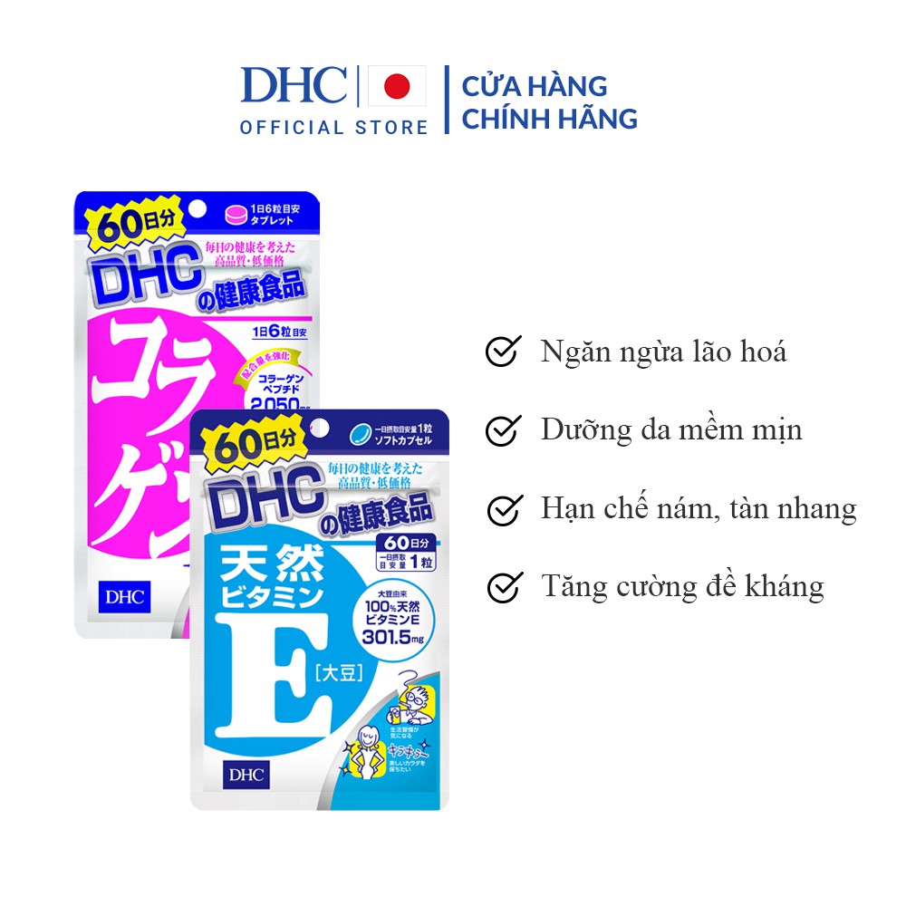 Combo Viên Uống DHC Đánh Thức Tuổi Xuân 60 Ngày (VitaminE &amp; Collagen)
