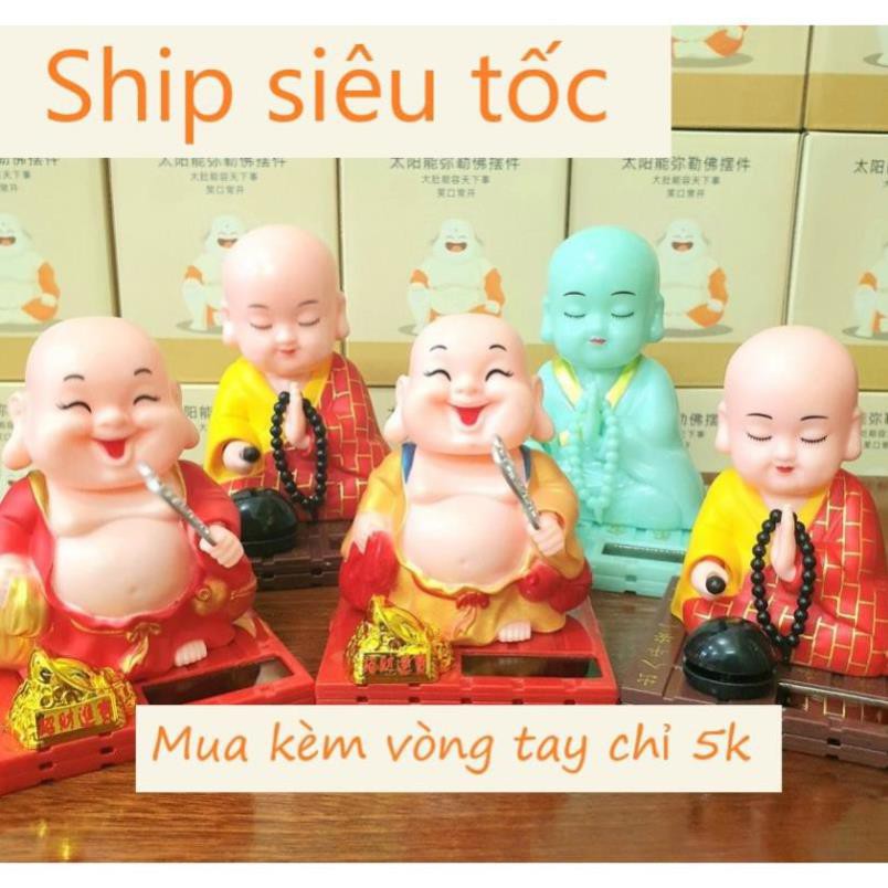 [BÁN LẺ GIÁ SỈ] Tượng Chú Tiểu Gõ Mõ Tụng Kinh, Phật Di Lặc Gật Đầu Vẫy Quạt, Thầy Chùa Gõ Mõ, trang trí ôtô xe hơi