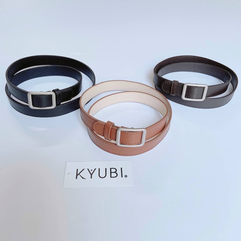 Dây thắt lưng nịt Kyubi mặt vuông không gài [Đen, Nâu]- Belt nịt lưng Kyubi PK21