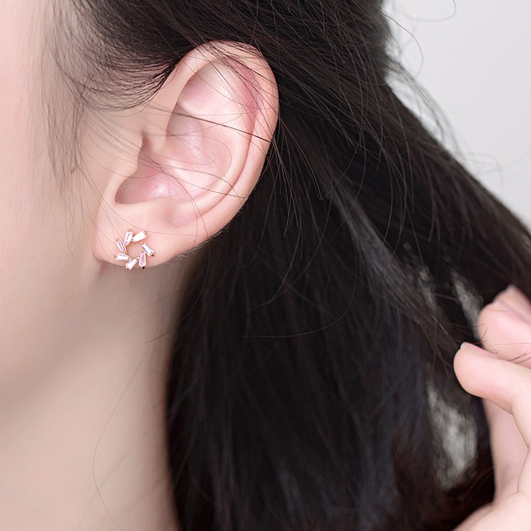 Bông Tai Mạ Bạc 925 Đính Đá Thạch Anh Tím Thời Trang Cho Nữ