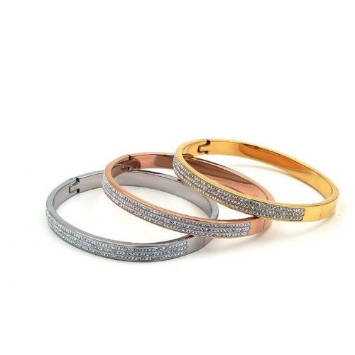 Vòng Tay 3 Hàng Xoàn Titan Ko Đen TT 3526