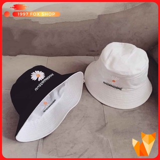Nón Bucket Vành Tròn 2 Mặt Hoa Cúc Chất Mát Cực Phong Cách