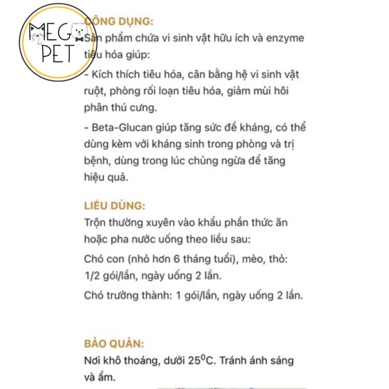 Men Tiêu Hóa cho Chó Mèo Probisol Pets gói 5g