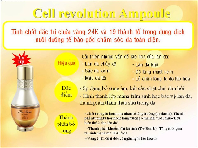 Tinh chất vàng siêu hồi sinh da phục hồi trẻ hóa làn da với thành phần vàng 24K Ohui The First Ampoule