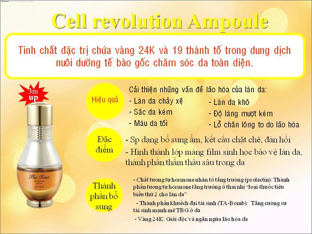 Tinh chất vàng siêu hồi sinh da với thành phần vàng 24K Ohui The First Ampoule 5-10ml