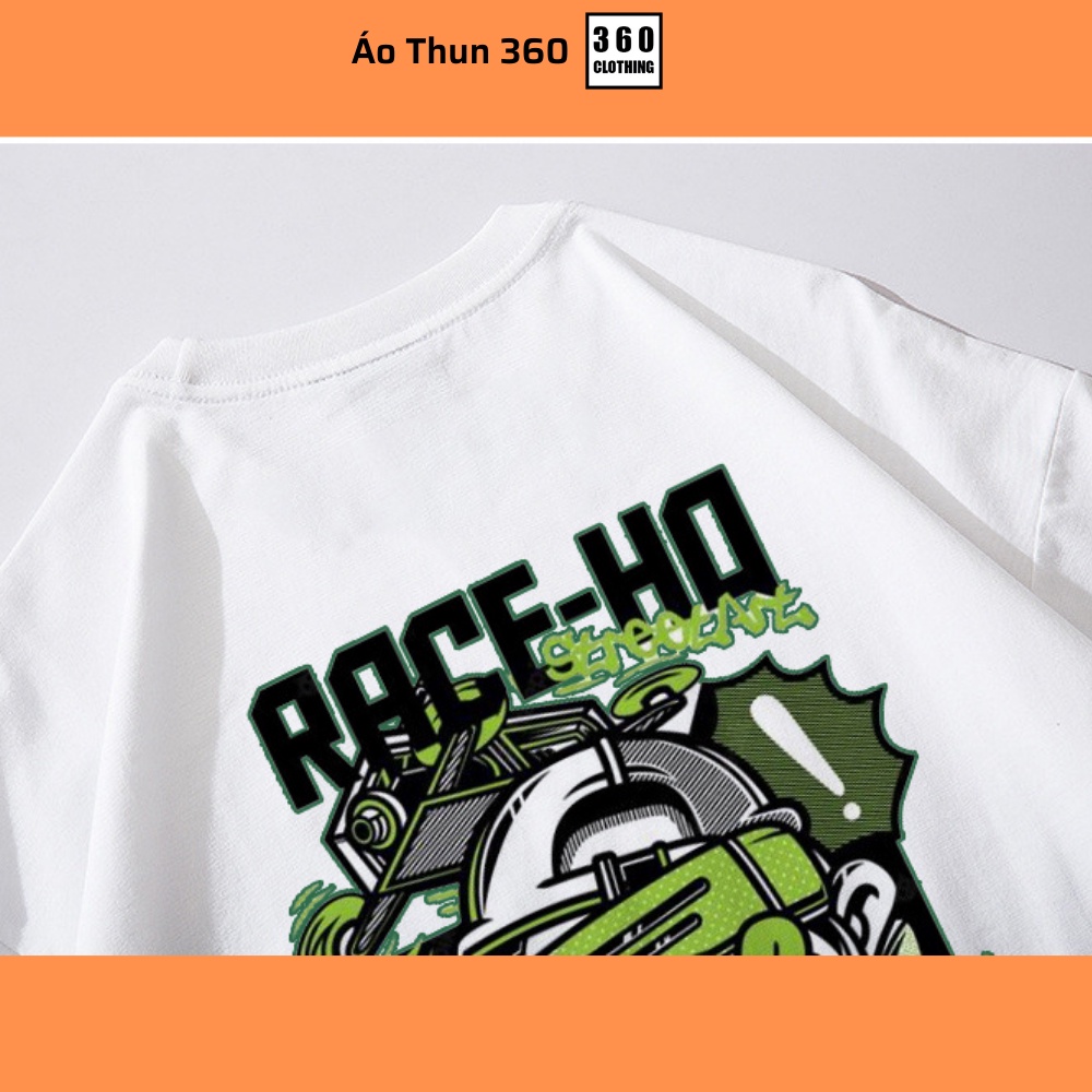 Áo thun tay lỡ nam nữ RACEHO, áo phông rộng unisex AOTH1 basic màu trắng đen