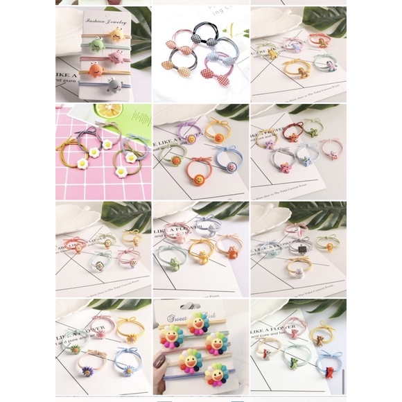 SET 30-50 SỢI THUN CỘT TÓC NHIỀU MẪU CUTE, MIX MẪU CÓ TÂM ĐỦ MẪU ĐỦ MÀU